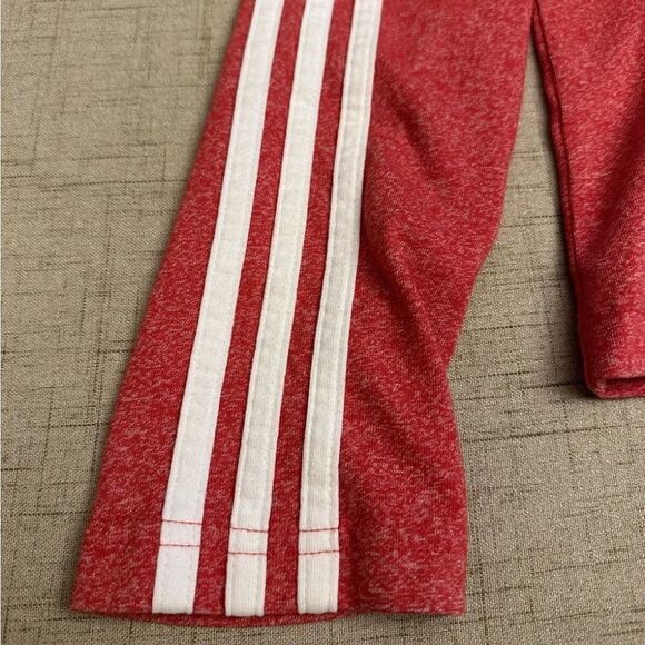 ADIDAS Top Womens Small Hooded Red White Long Sleeve Script Lightweight Pullover - Picture 4 of 9